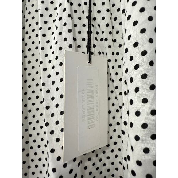 Andree by Unit Women's Polk a Dot Long Sleeve V-Neck Back Tie Top Large New NWT - Picture 4 of 6